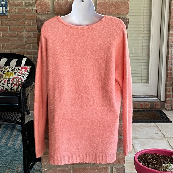 LOFT Pink Stretchy V Neck Sweater MP - Picture 2 of 6